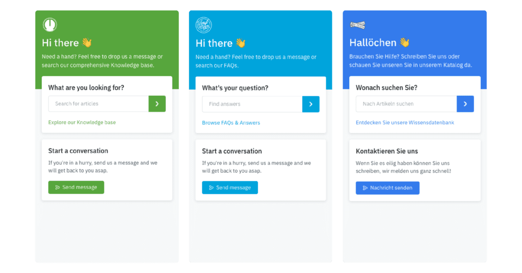 ejemplos de widgets web de soporte al cliente