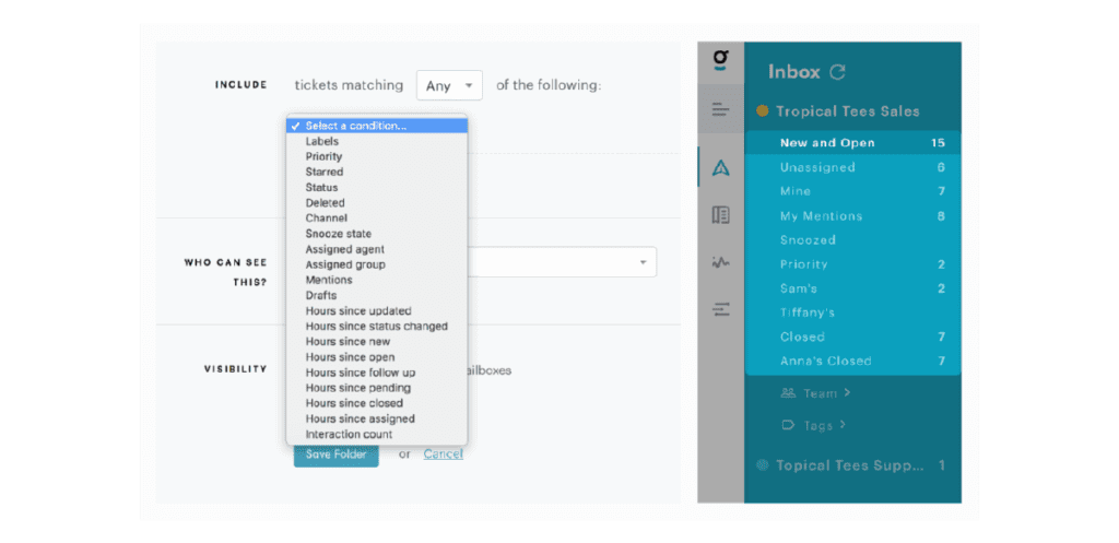 La bandeja de entrada compartida de Gmail carece de herramientas organizativas para diferentes departamentos, a diferencia de la bandeja de entrada compartida de Groove.