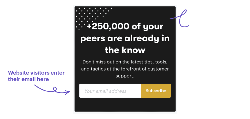 Este formulario de captura de correo electrónico activa una respuesta automática para los clientes potenciales de marketing.