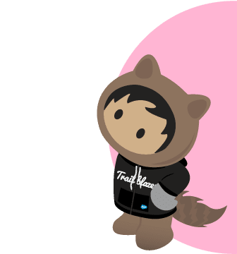 Astro con una sudadera con capucha negra de Trailblazer mirando hacia arriba y hacia la izquierda sobre un fondo de medio círculo rosa