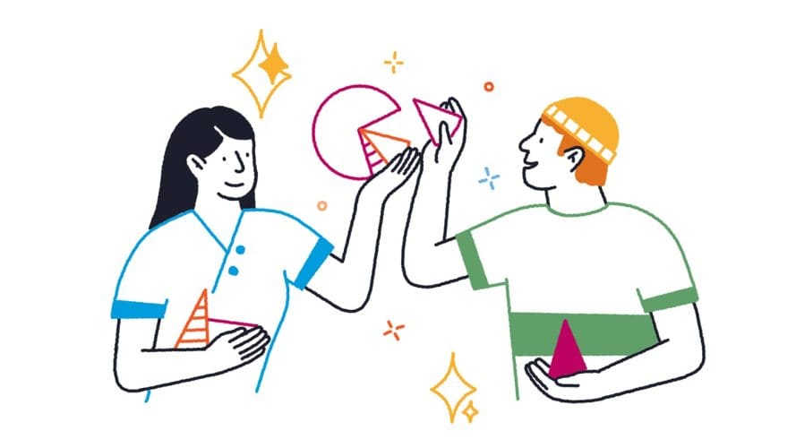 ilustración de personas y formas