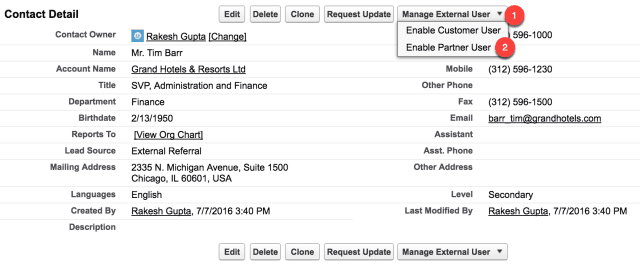 Habilitar contacto como usuario asociado