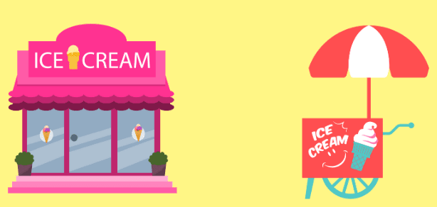 Una tienda rosa con un letrero Descripción generada automáticamente