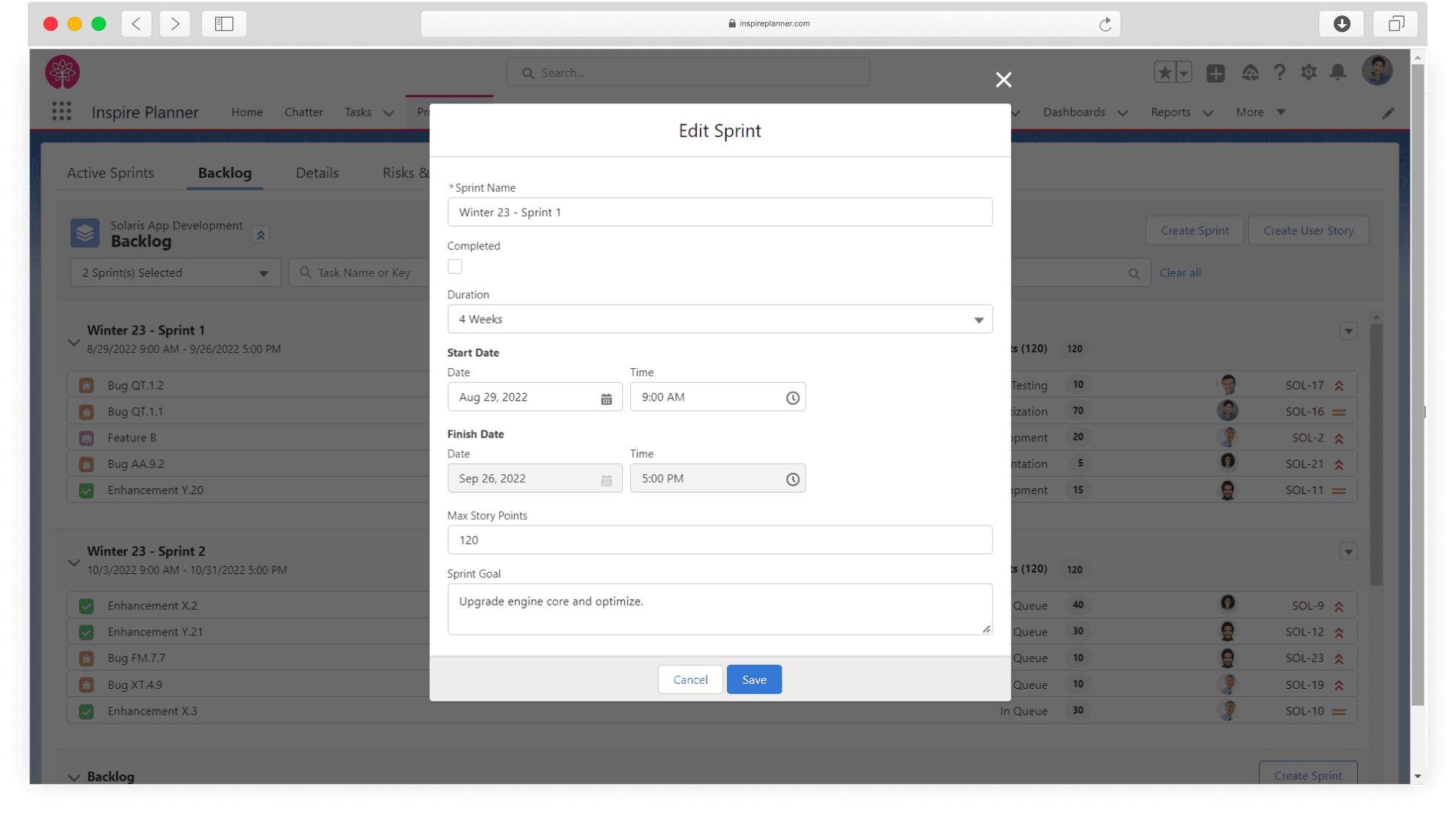 Gestión de proyectos Scrum en Inspire Planner, la aplicación de gestión de proyectos nativa de Salesforce