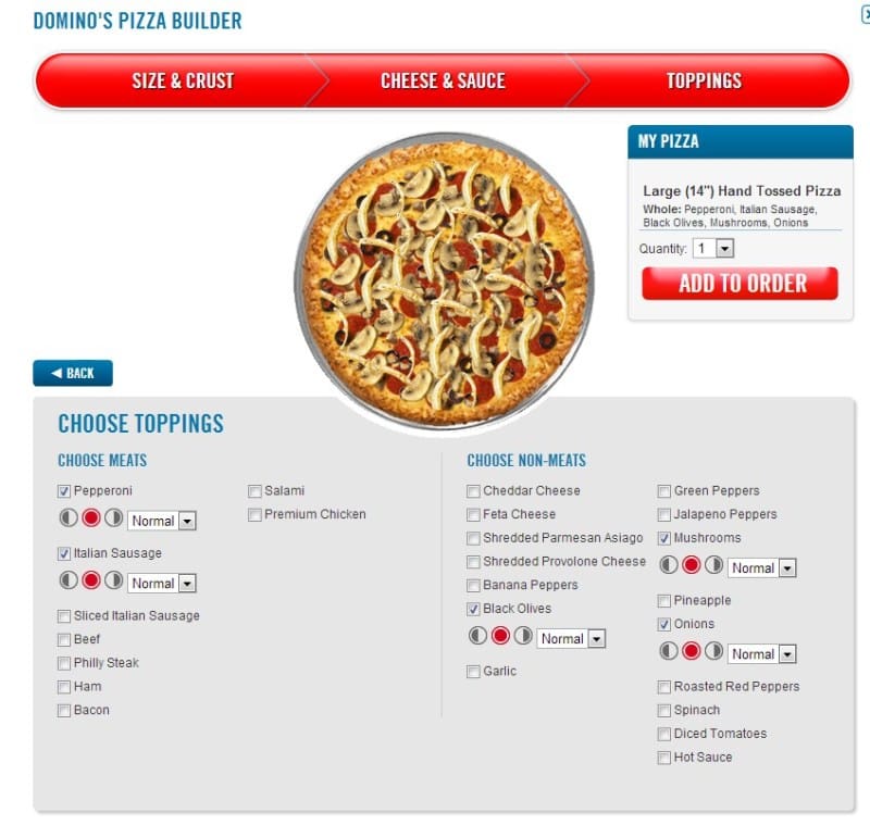 ¿Por qué Domino's cobraría más cuando construyes tu propia pizza en lugar de personalizar una pizza especial? – Cuida tus decisiones