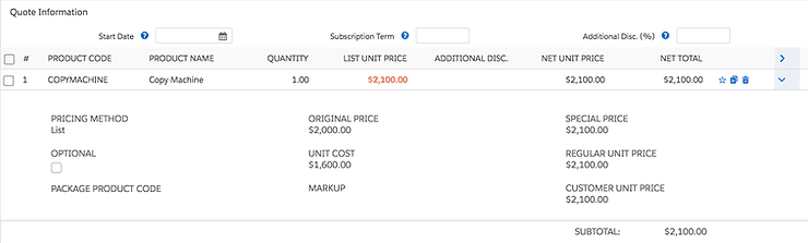 Anulación manual en los precios de Salesforce CPQ