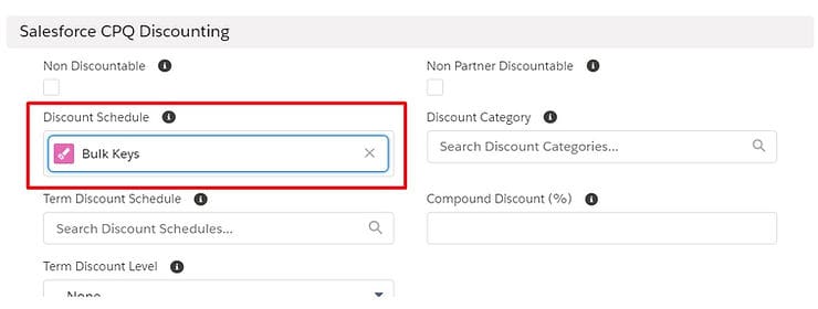 Calendario de descuentos de Salesforce CPQ